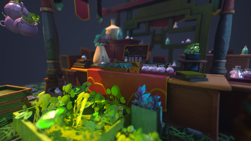 Modelado 3D tienda asiatica 3