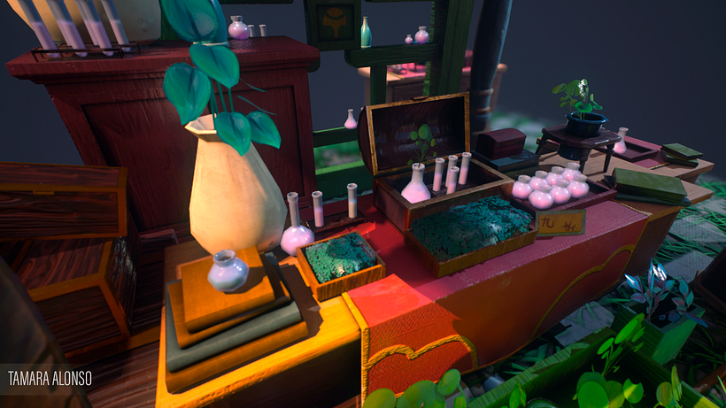 Modelado 3D tienda asiatica 4