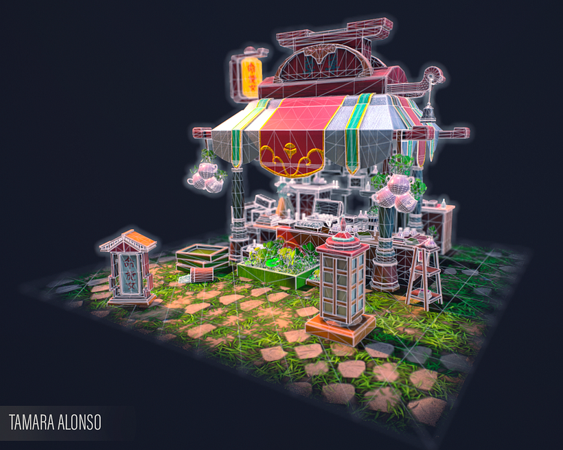 Modelado 3D tienda asiatica 2
