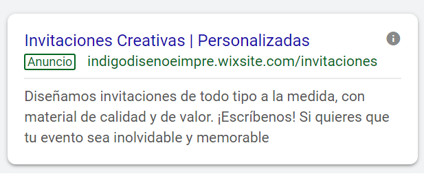 Campaña de Búsqueda, con Keywords de Concordancia Exacta