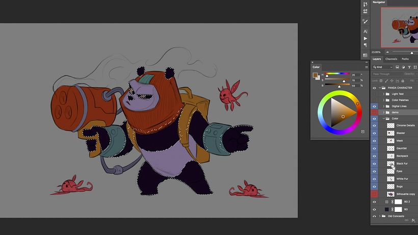 Tu personaje debe quedar pintado con colores planos, sin sombreado
