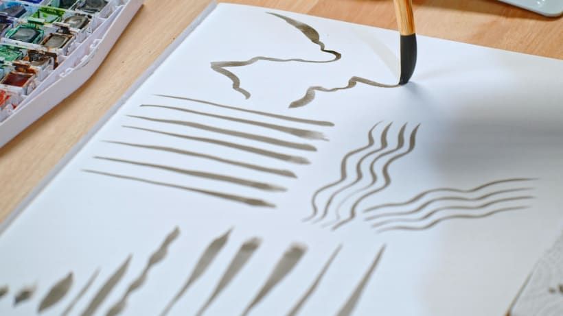 Podemos gerar traços ondulados jogando com a pressão, a velocidade, a direção e o ritmo