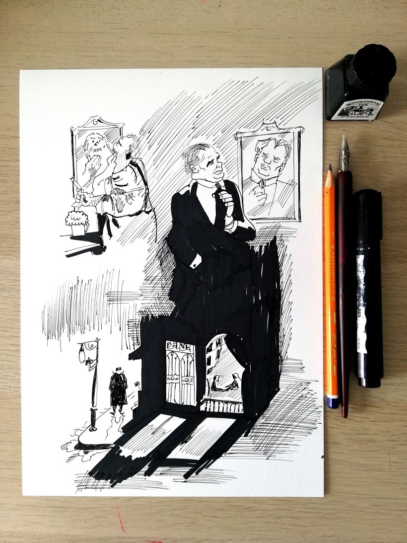 Para seguir probando la plumilla y la tinta, estoy copiando páginas de "Contrato con Dios" de Eisner.