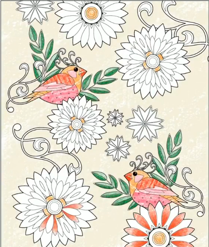 Ilustración de Catalina Estrada coloreada por Sara Puig