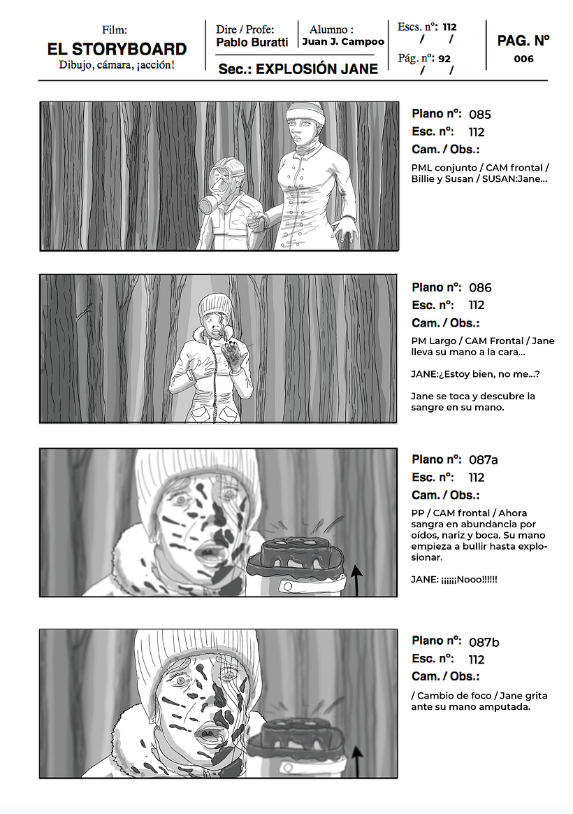 Ilustración de storyboards para cine y publicidad - Secuencia  2