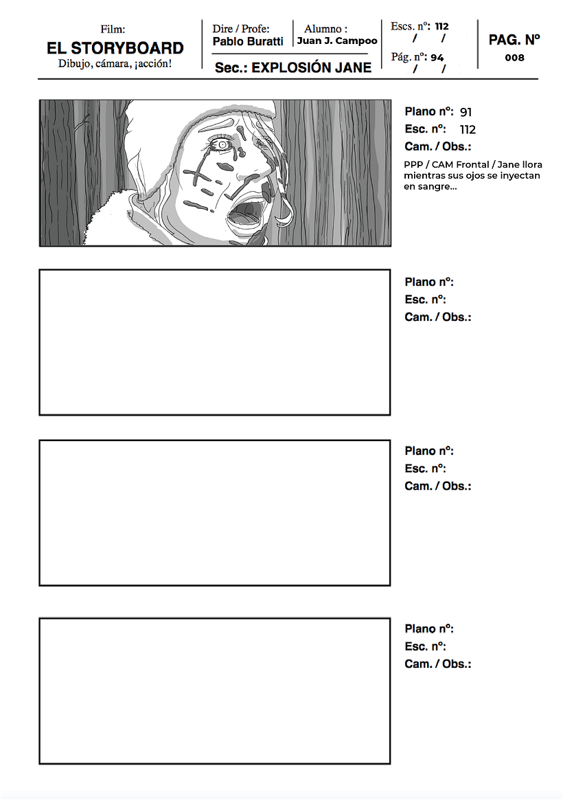 Ilustración de storyboards para cine y publicidad - Secuencia  4