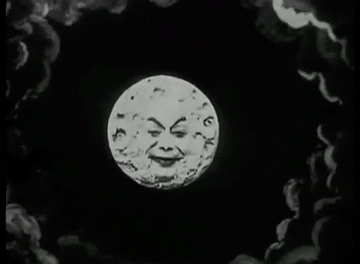 The iconic Moon in 'Le Voyage dans la Lune', one of Méliès most influential films
