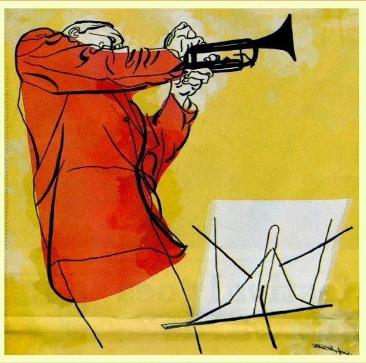 Trumpeter Logo Art Created for the Jazz at the Philharmonic Concerts or JATP for Norman Grantz