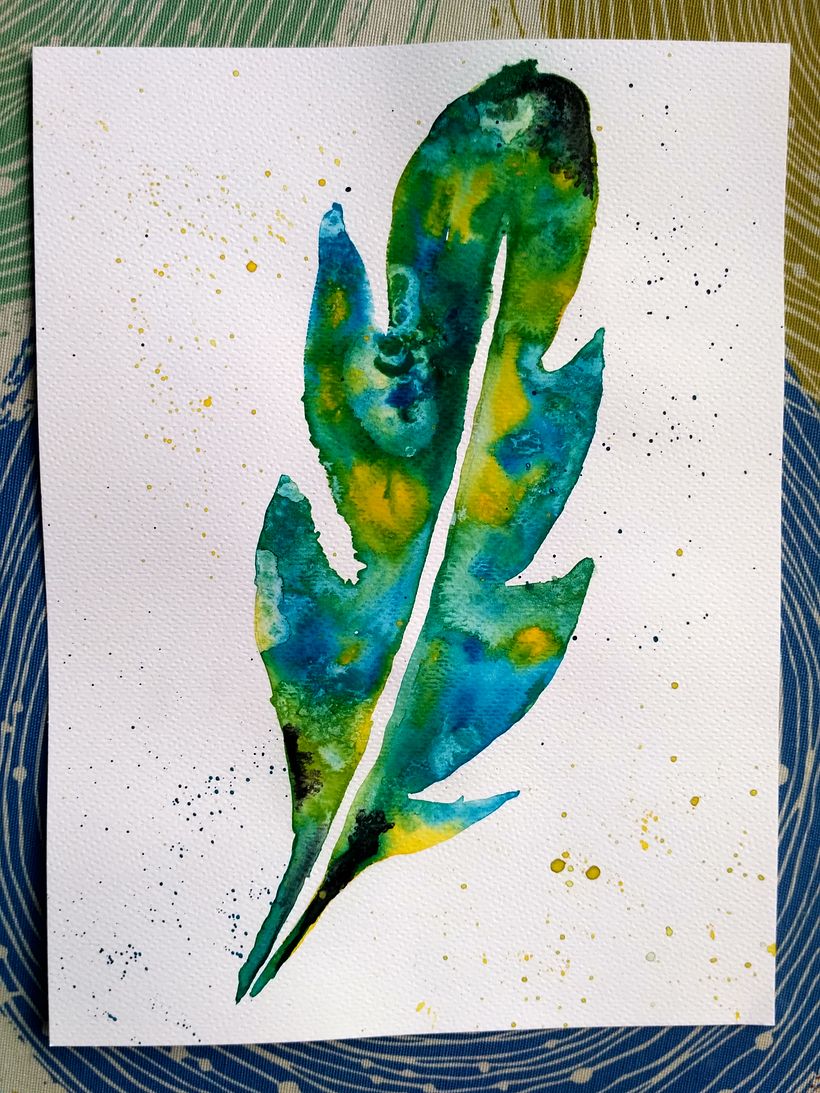 Pluma con la técnica de las medusas