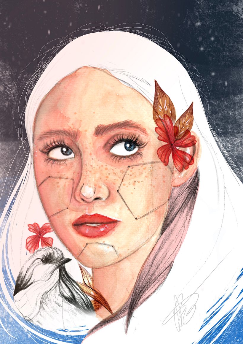 Mi versión del retrato ilustrado en acuarela. -1