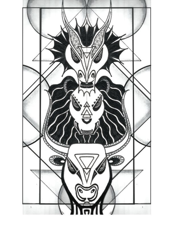 Ilustración en espejo, editada digitalmente