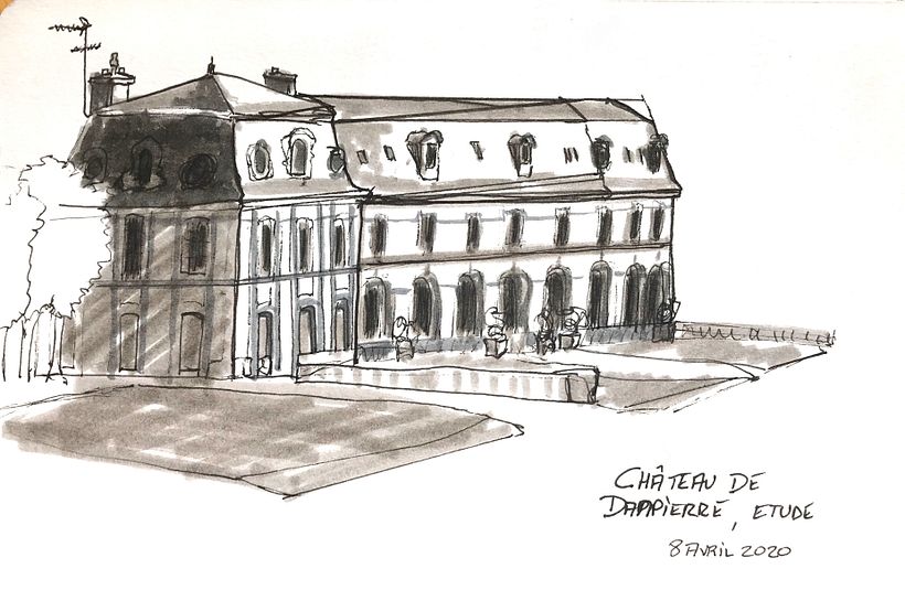 I first did a (too detailed) study after a photo of mine (we are confined!) but opted after for a slightly different angle.