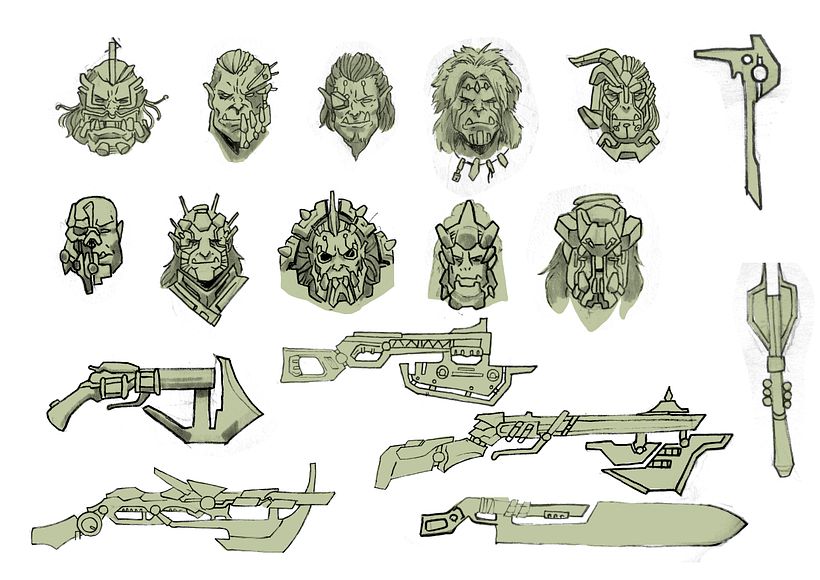 Búsqueda de el rostro y el diseño de las armas.