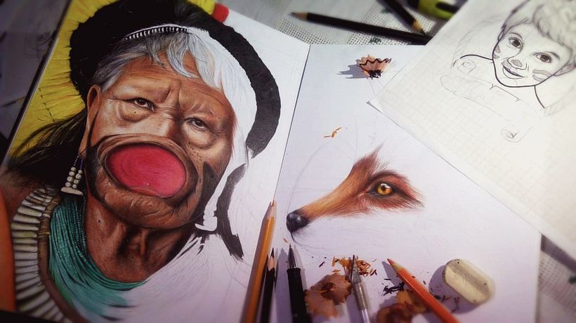 Dibujo a lápiz de color.