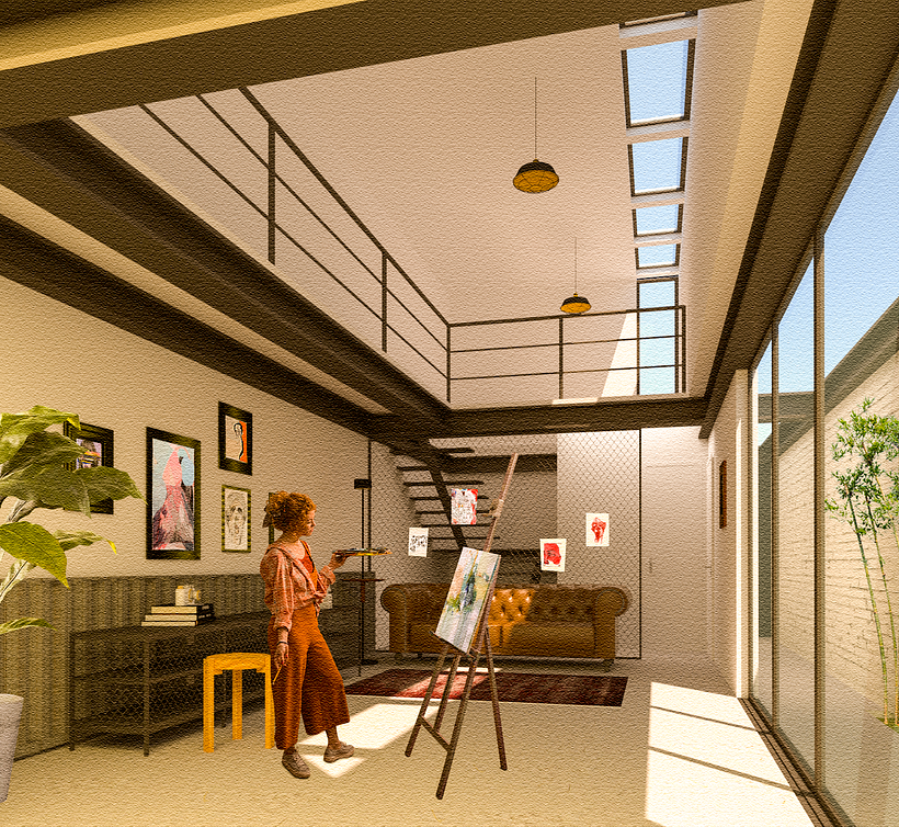Casa "5 de frente" - Sala e ateliê