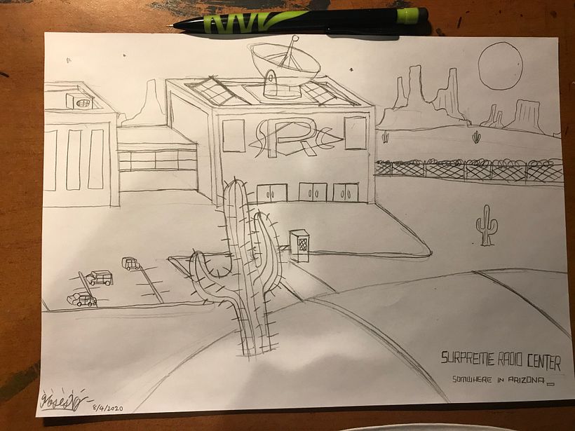 Radio Station Somewhere in Arizona. For children's comic book.