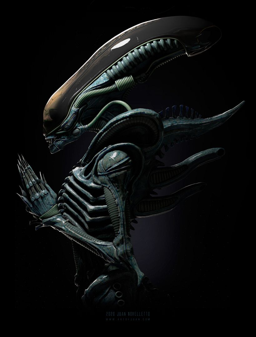 Alien Xenomorph rezando - 3D