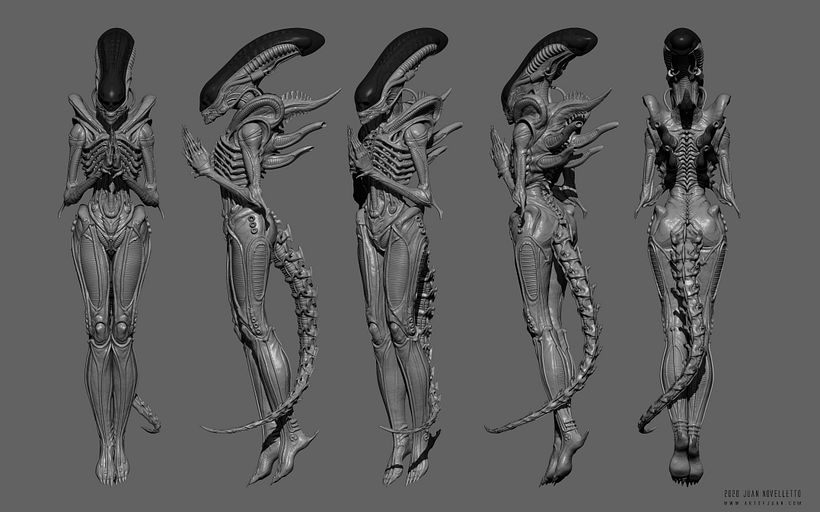 Alien Xenomorph rezando - 3D