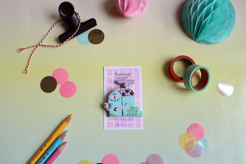Handmade clay pins 13