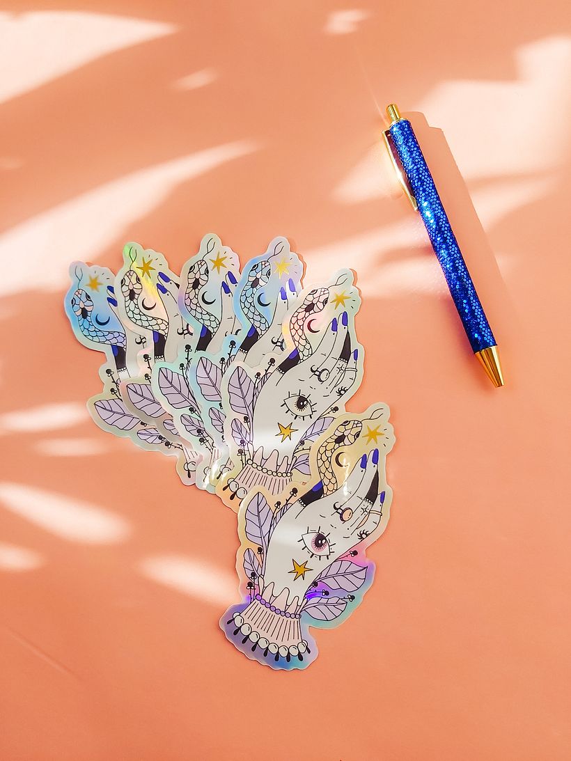 The snake in the hand - holographic vinyl sticker 3