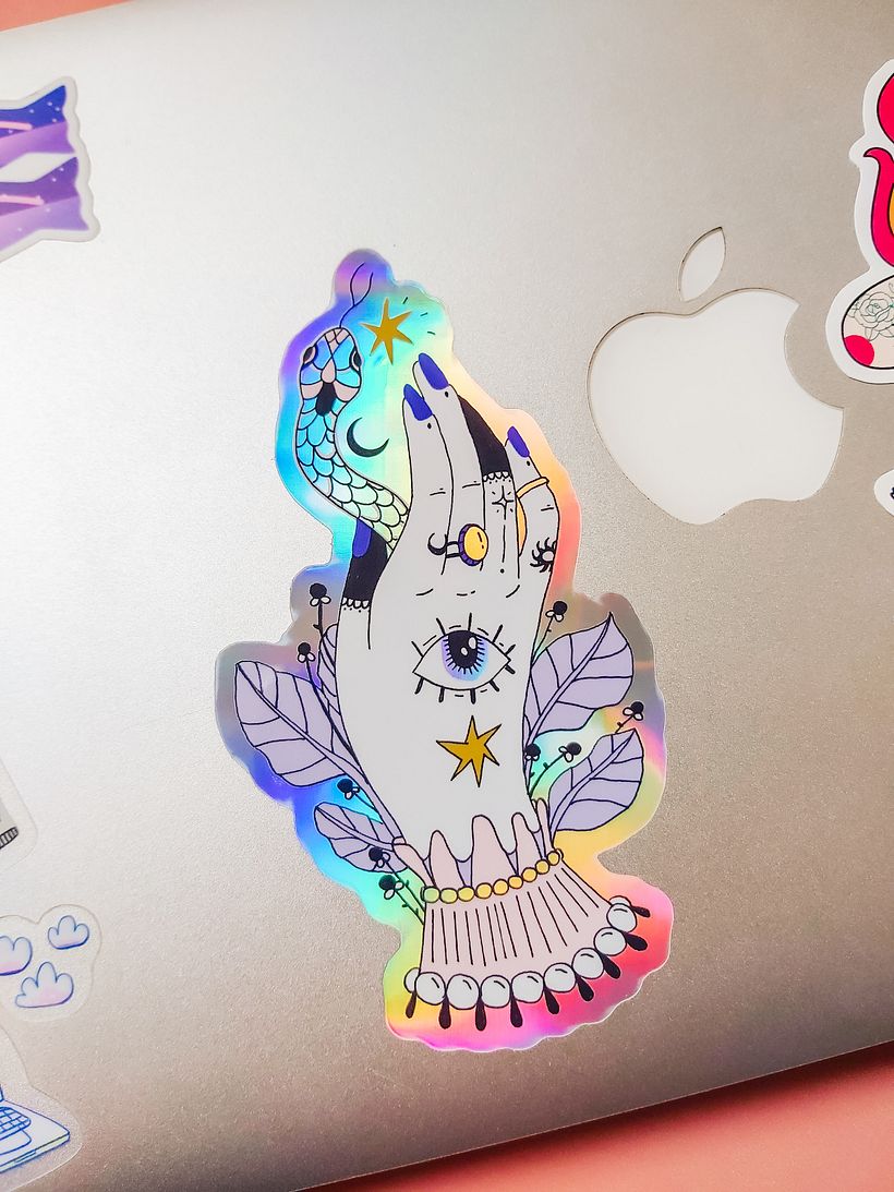 The snake in the hand - holographic vinyl sticker 6