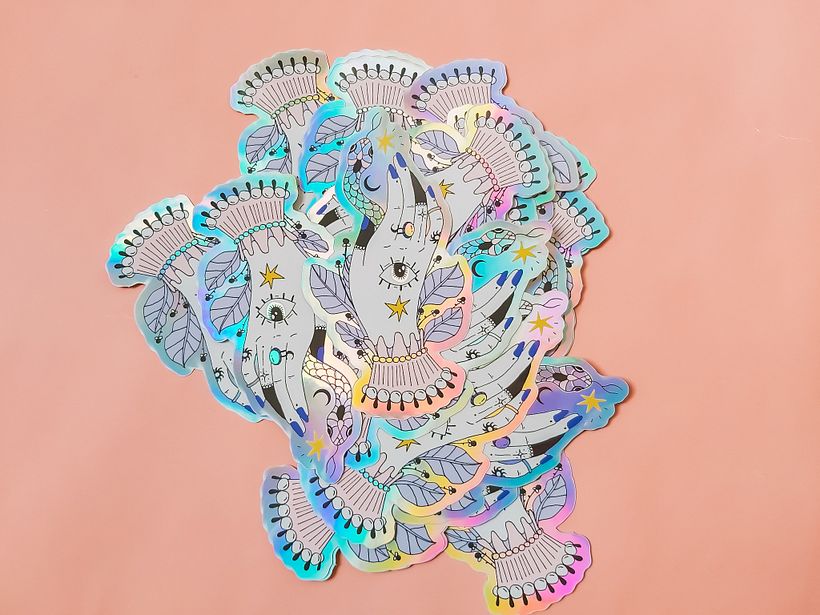 The snake in the hand - holographic vinyl sticker 7