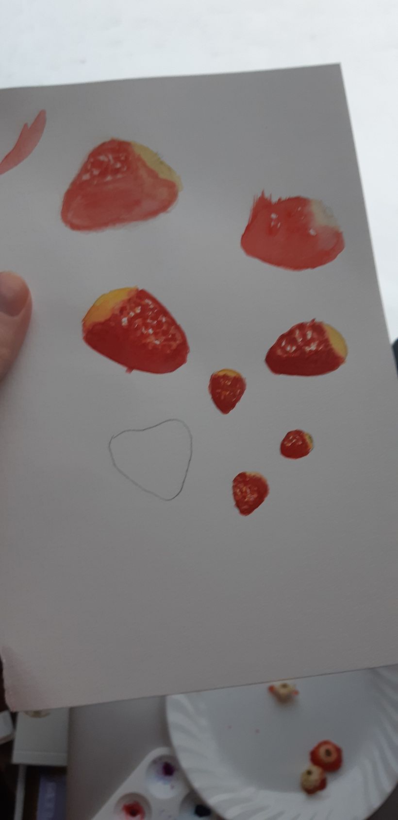 I had no idea how to paint strawberries before this painting, this was my first terrible practice at it