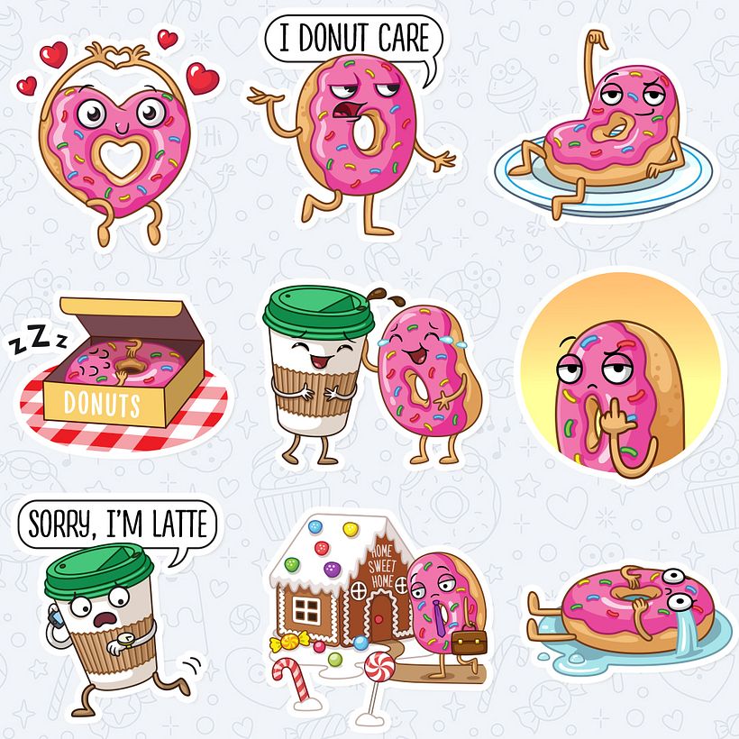 Stickers for Telegram "Donut and Coffee" -1