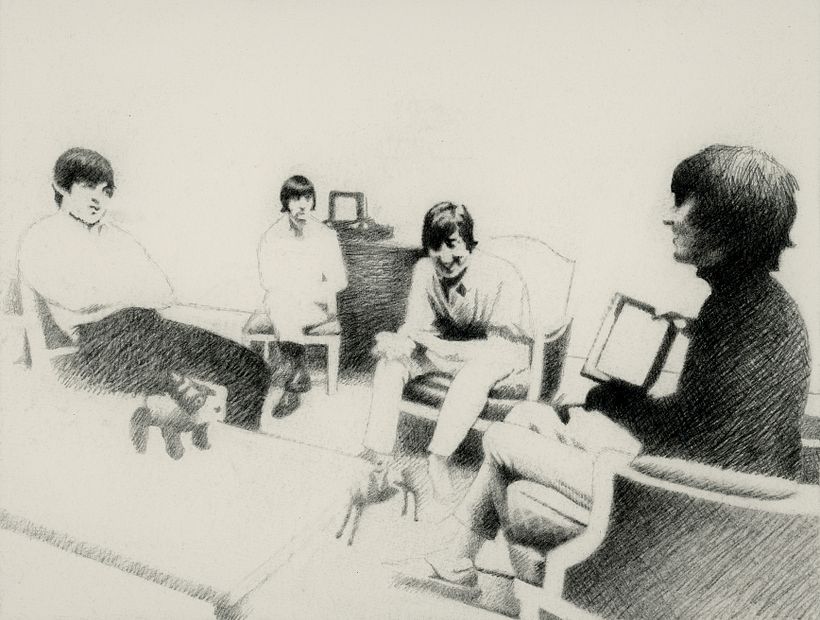"Los Beatles". Dibujo en grafito y técnica mixta digital. 0