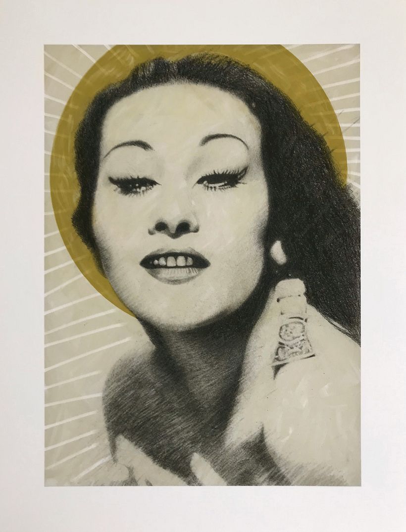 "Ella es bendición". Serie de dibujos en grafito y técnica digital. 2