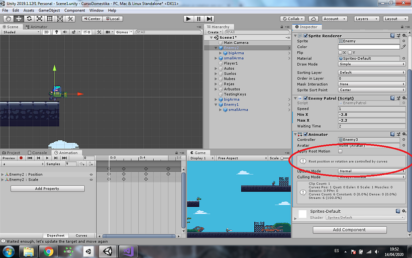 Tengo un problema con una animación en unity 1
