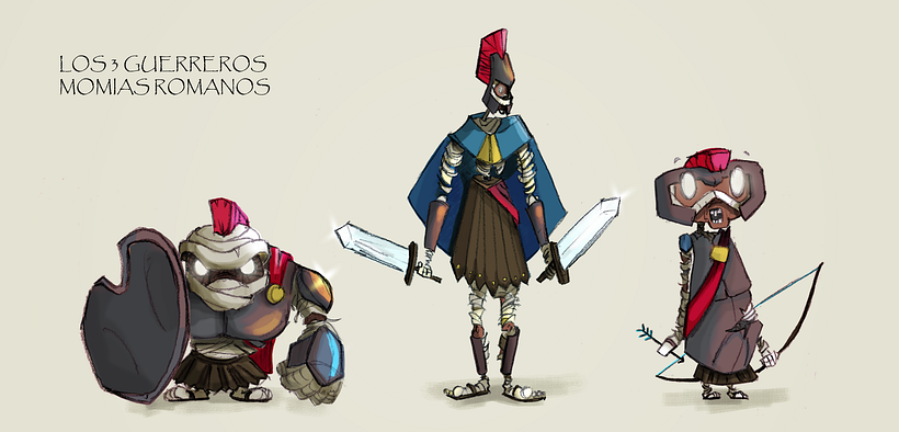Los tres guerreros momias romanos -1