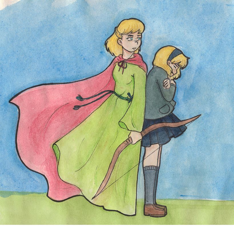 Aca esta Jill Pole, lista para la batalla en Narnia, junto a su versión mas joven, justo antes de entrar a ese nuevo mundo.