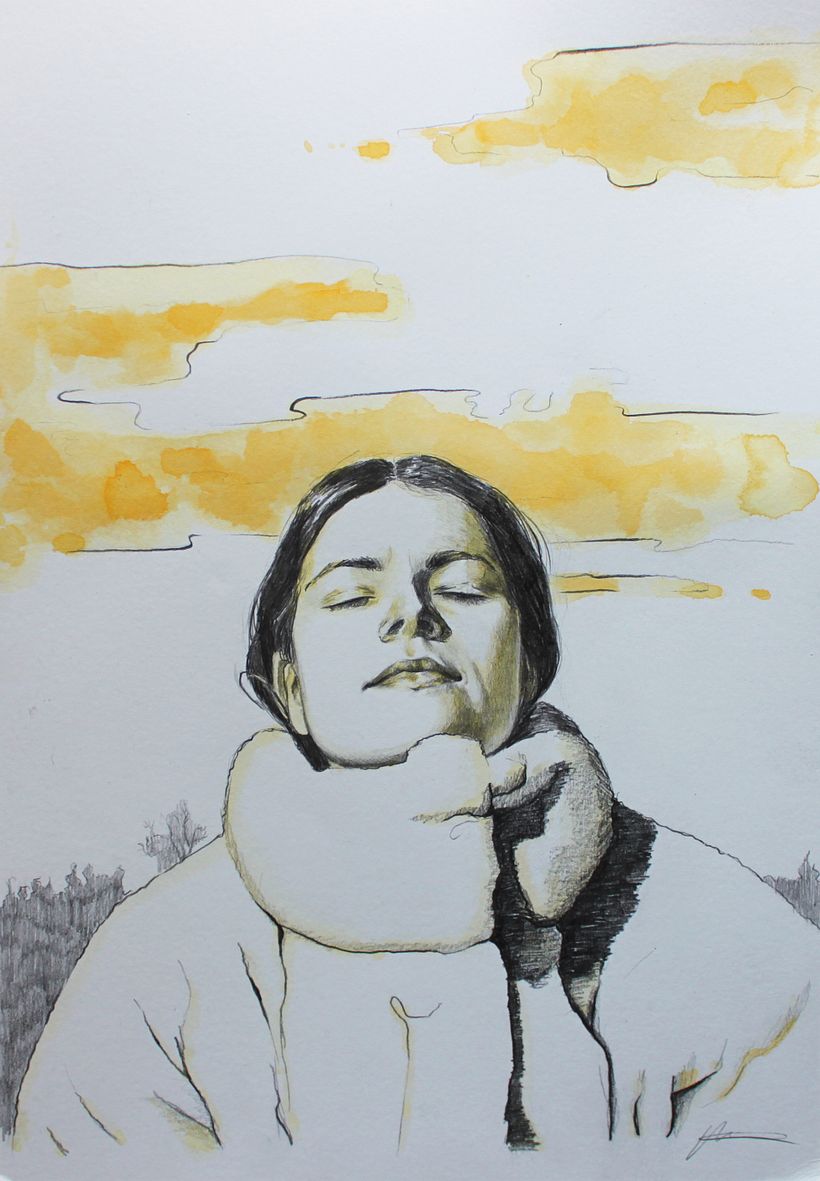 Ilustración en grafito y acuarela