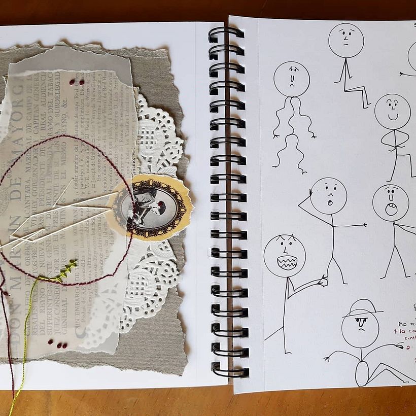 Combinación en mi libro de Artista basada en ejercicios de puño y Gimena Romero 