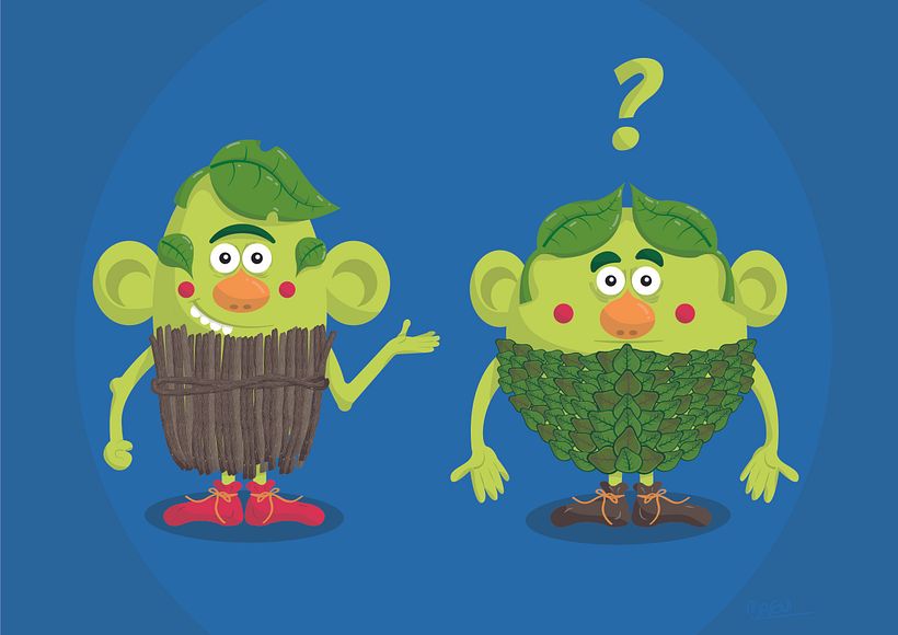 Criaturas del bosque: Creación de personajes, boceto análogo y luego elaboración de la ilustración en Illustrator.