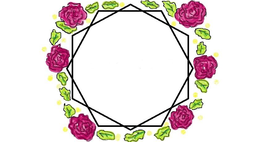 figura geométrica y  flores