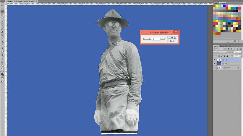Contracting the pixels of a selection