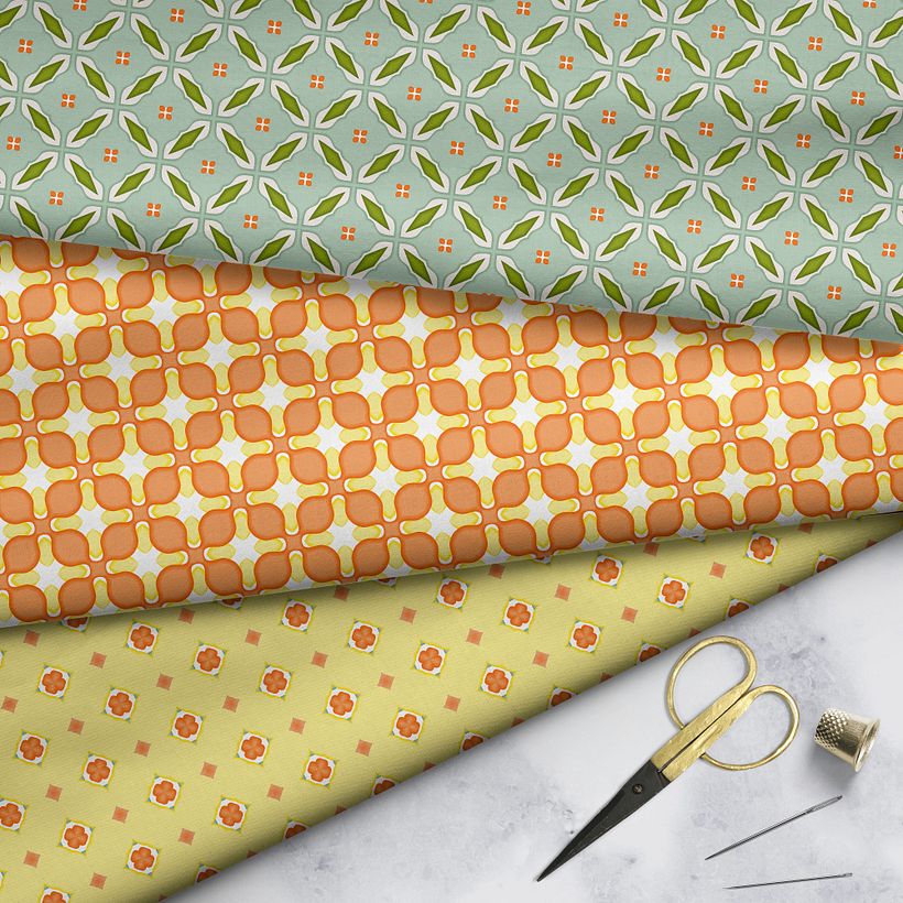  My project inspired by citrus. https://creativemarket.com/Peolla/3891193-MIEMO-geometric-seamless-patterns.