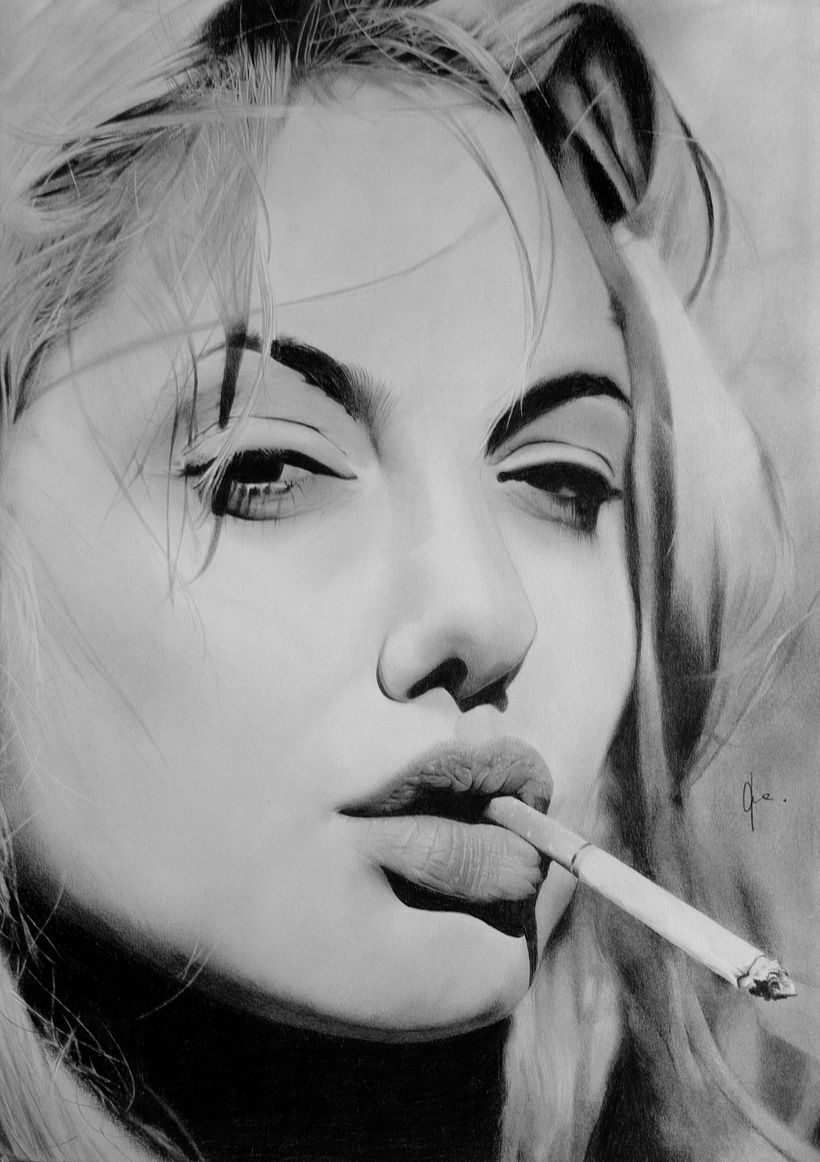 Retrato a grafito de Angelina Jolie