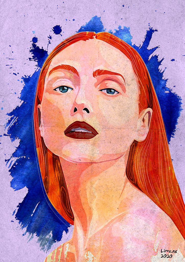 Este es el resultado final del proceso. He aplicado texturas y formas en Photoshop, saturado los colores y difuminado líneas