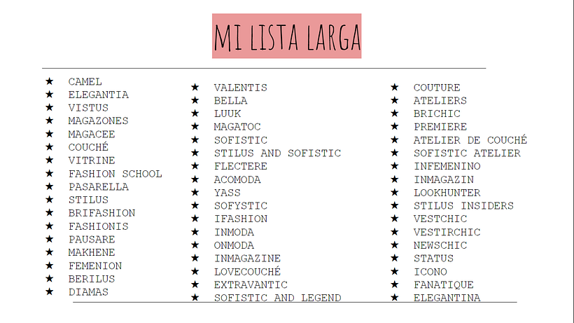 Naming para revista de moda  1