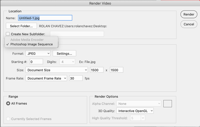 Problemas con render video de Photoshop 1