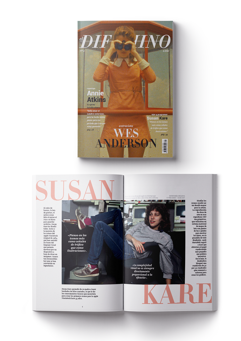 Revista aplicada a un mockup.