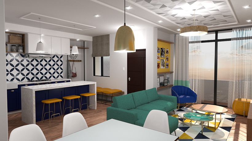 Muebles curvos gamuzados con toques de dorado del stilo Neo art deco y otros simples cómodos y prácticos del stilo Fresh