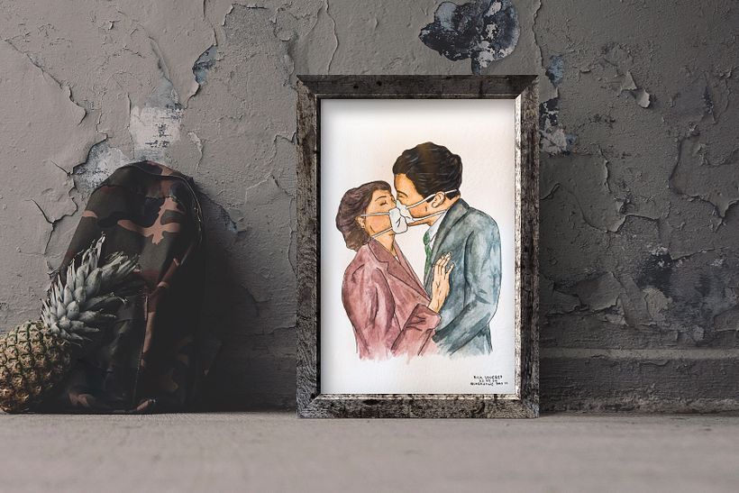 Love in quarantine | Watercolour & marker | 2020