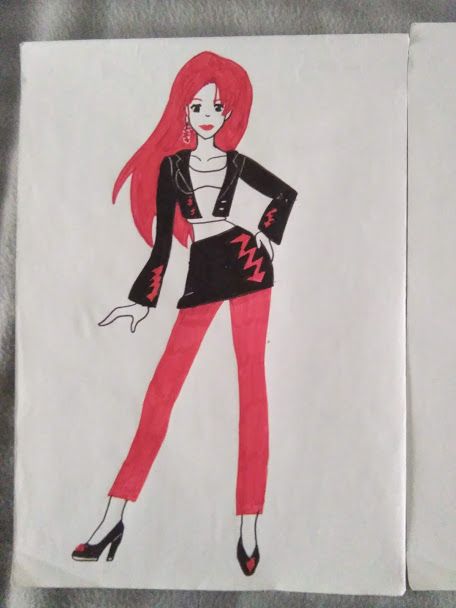 Diseño de Moda en Rojo y Negro