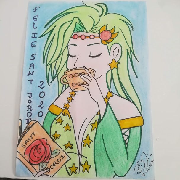Dibujo de Rydia que hice para felicitar "San Jordi"