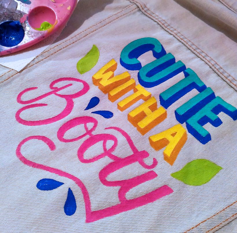 Custom lettering jacket with acrylics 4