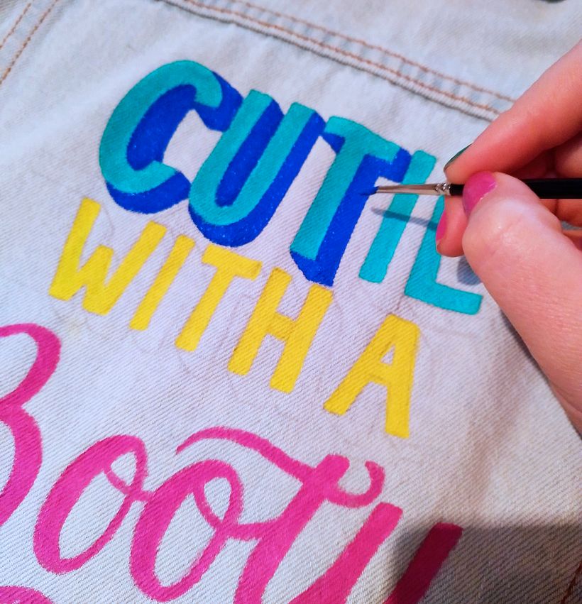 Custom lettering jacket with acrylics 6
